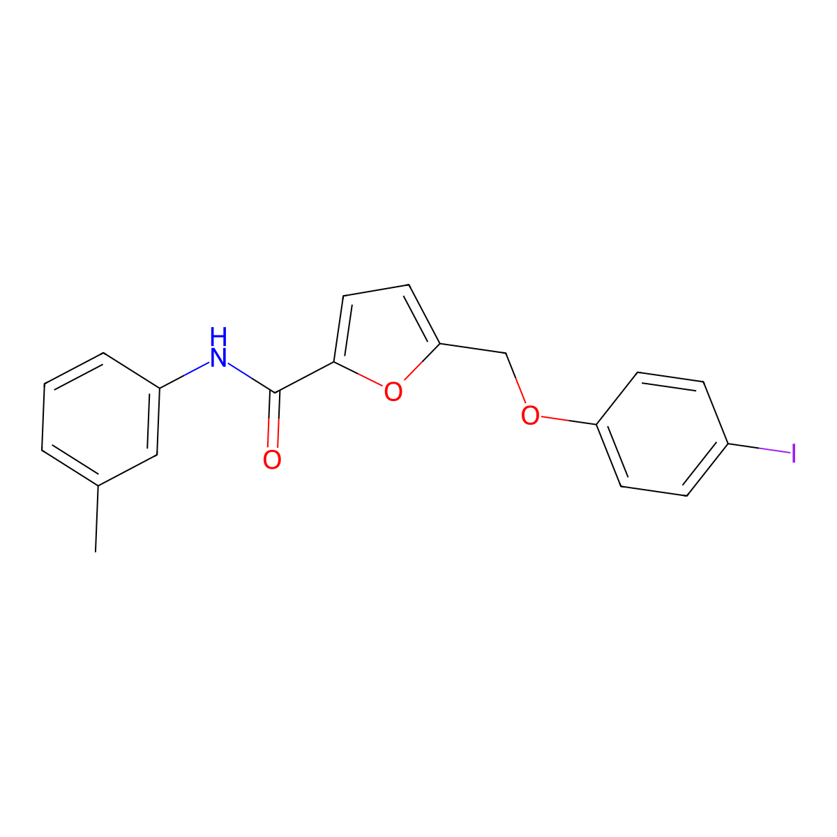 5-[(4-iodophenoxy)methyl]-N-(3-methylphenyl)furan-2-carboxamide molecular structure, CAS 445029-28-7