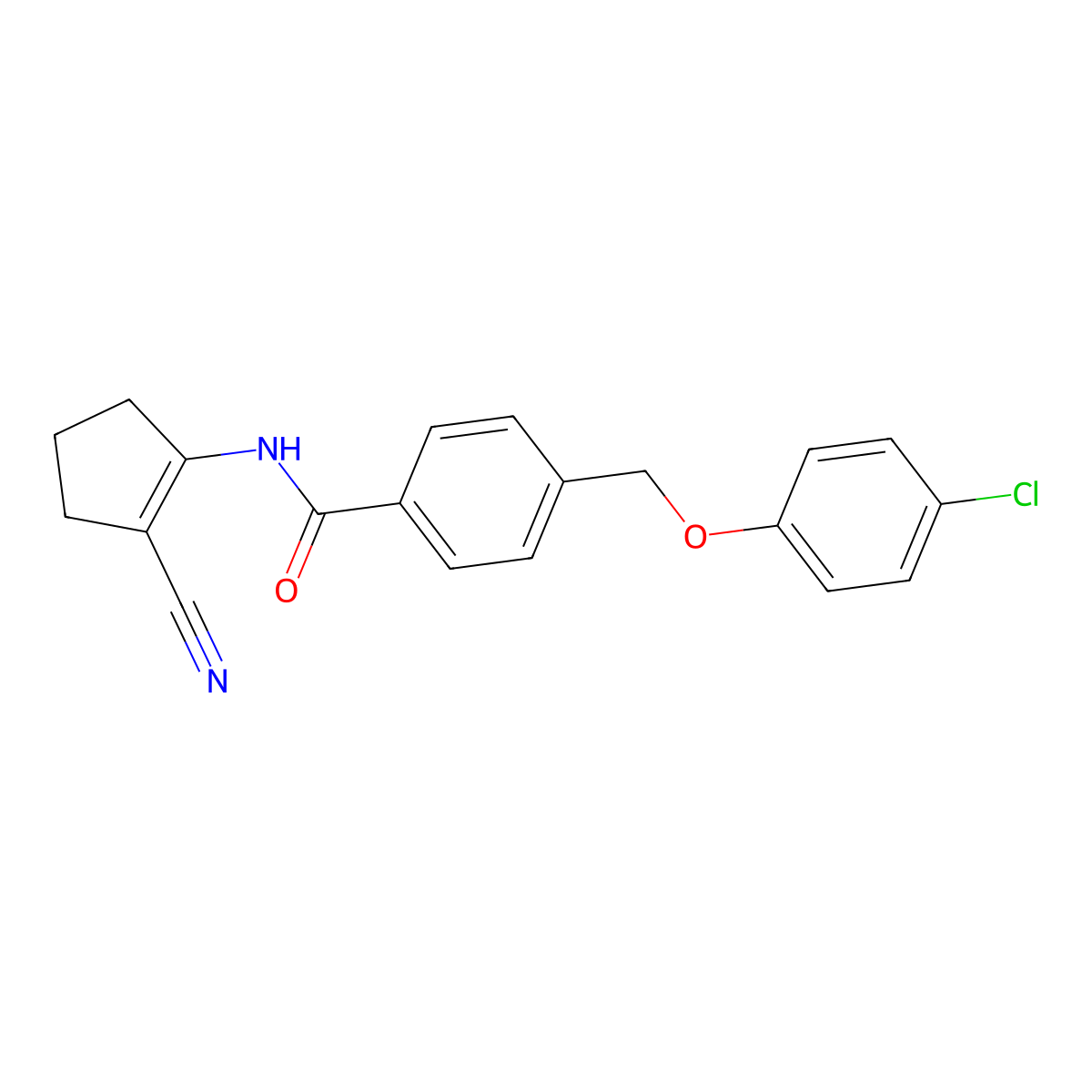 4-[(4-chlorophenoxy)methyl]-N-(2-cyanocyclopenten-1-yl)benzamide molecular structure, CAS 445029-33-4