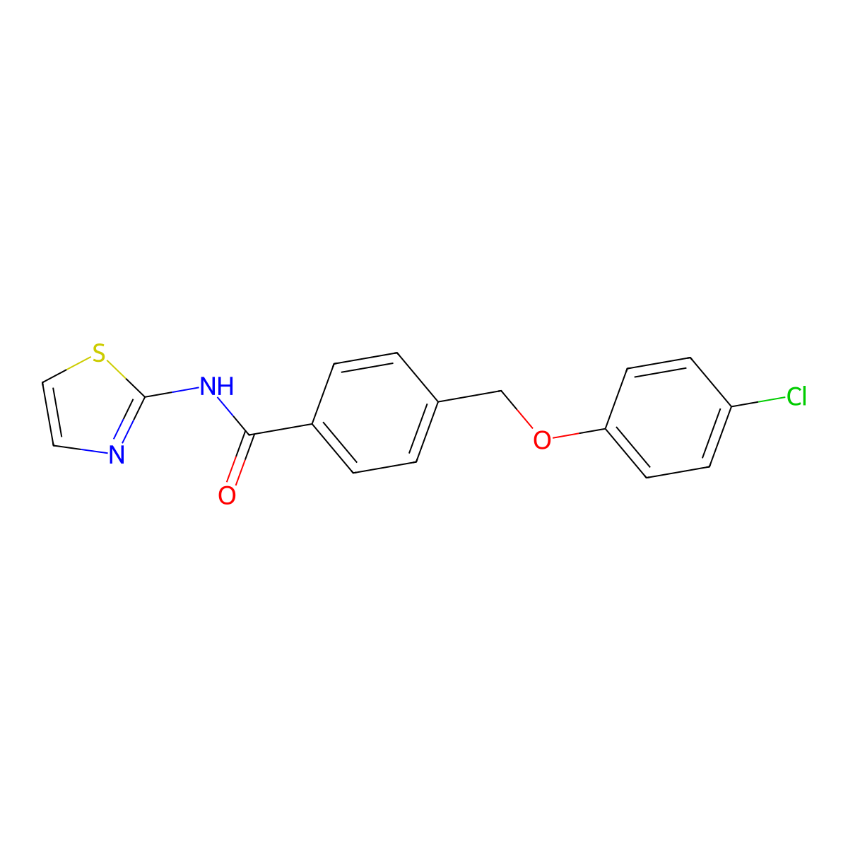 4-[(4-chlorophenoxy)methyl]-N-(1,3-thiazol-2-yl)benzamide molecular structure, CAS 445029-34-5