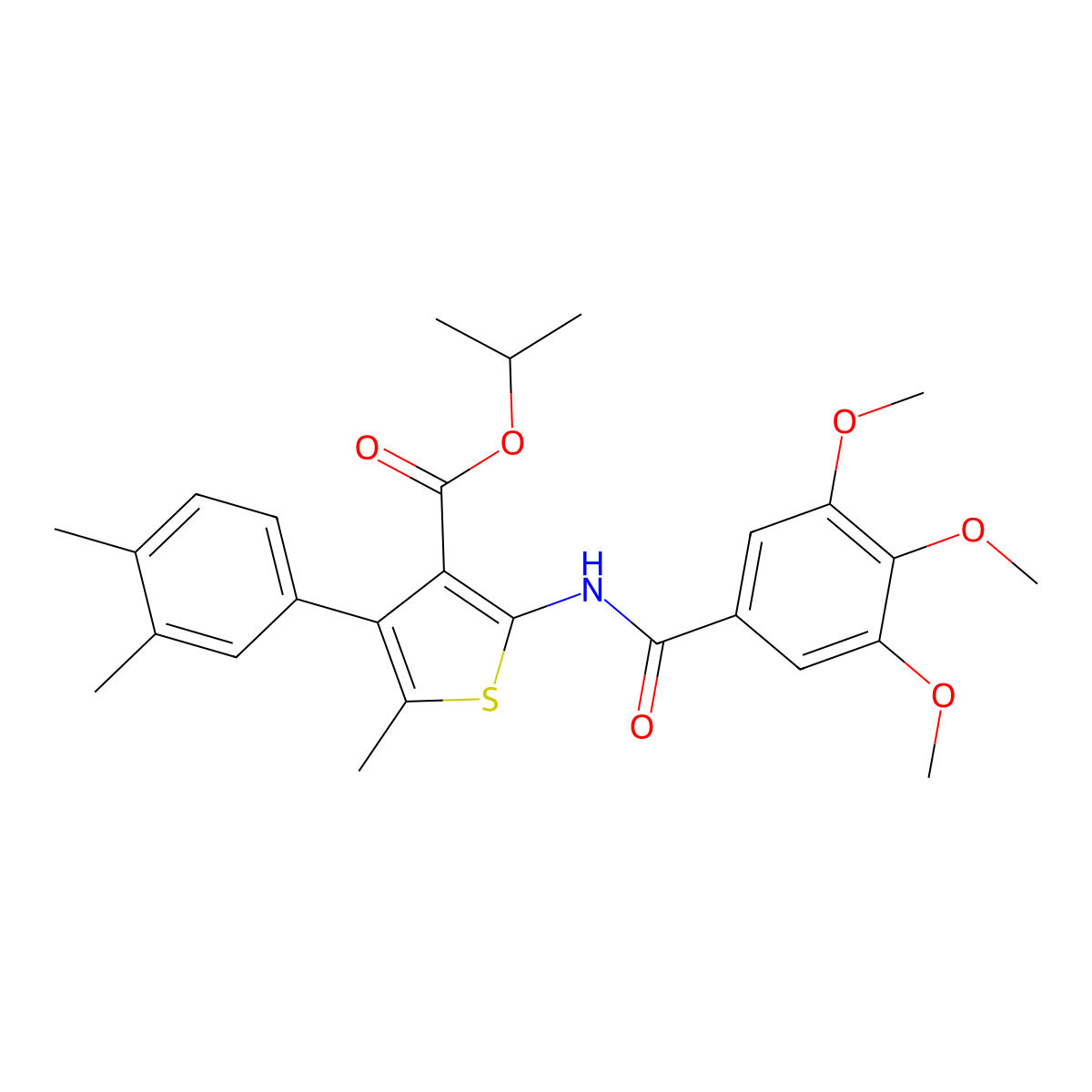 Propan-2-yl 4-(3,4-dimethylphenyl)-5-methyl-2-[(3,4,5-trimethoxybenzoyl)amino]thiophene-3-carboxylate molecular structure, CAS 445029-36-7