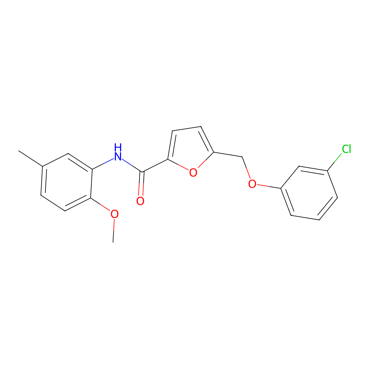 5-[(3-chlorophenoxy)methyl]-N-(2-methoxy-5-methylphenyl)furan-2-carboxamide molecular structure, CAS 445029-41-4