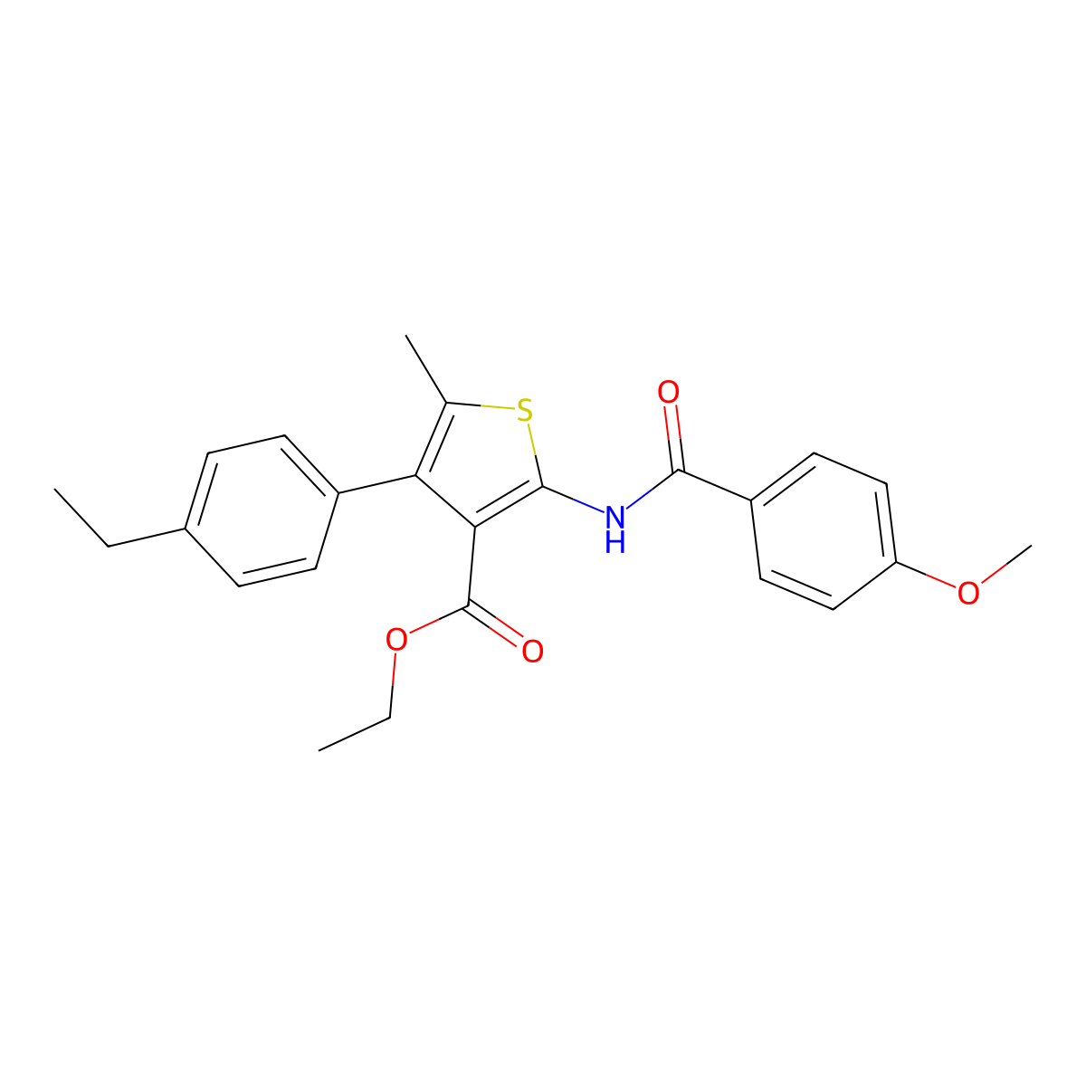 Ethyl 4-(4-ethylphenyl)-2-[(4-methoxybenzoyl)amino]-5-methylthiophene-3-carboxylate molecular structure, CAS 445029-44-7
