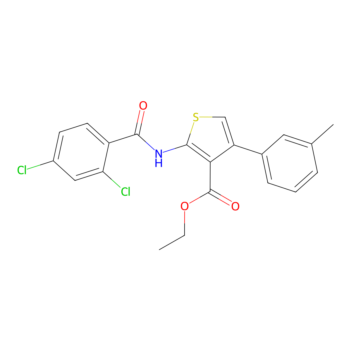 Ethyl 2-[(2,4-dichlorobenzoyl)amino]-4-(3-methylphenyl)-3-thiophenecarboxylate molecular structure, CAS 445029-67-4