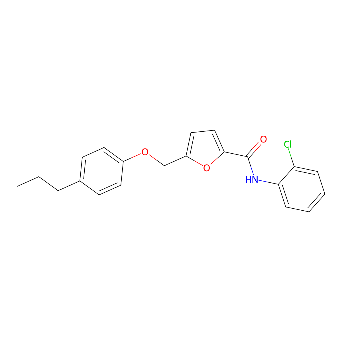 N-(2-chlorophenyl)-5-[(4-propylphenoxy)methyl]furan-2-carboxamide molecular structure, CAS 445029-80-1