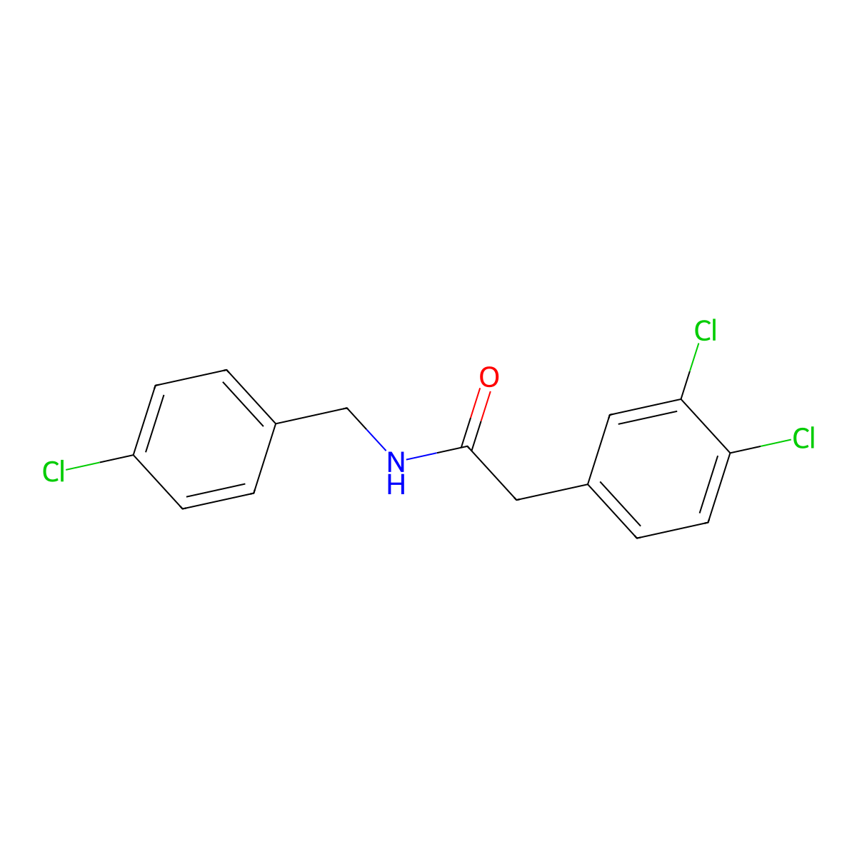 N-(4-chlorobenzyl)-2-(3,4-dichlorophenyl)acetamide molecular structure, CAS 445030-04-6
