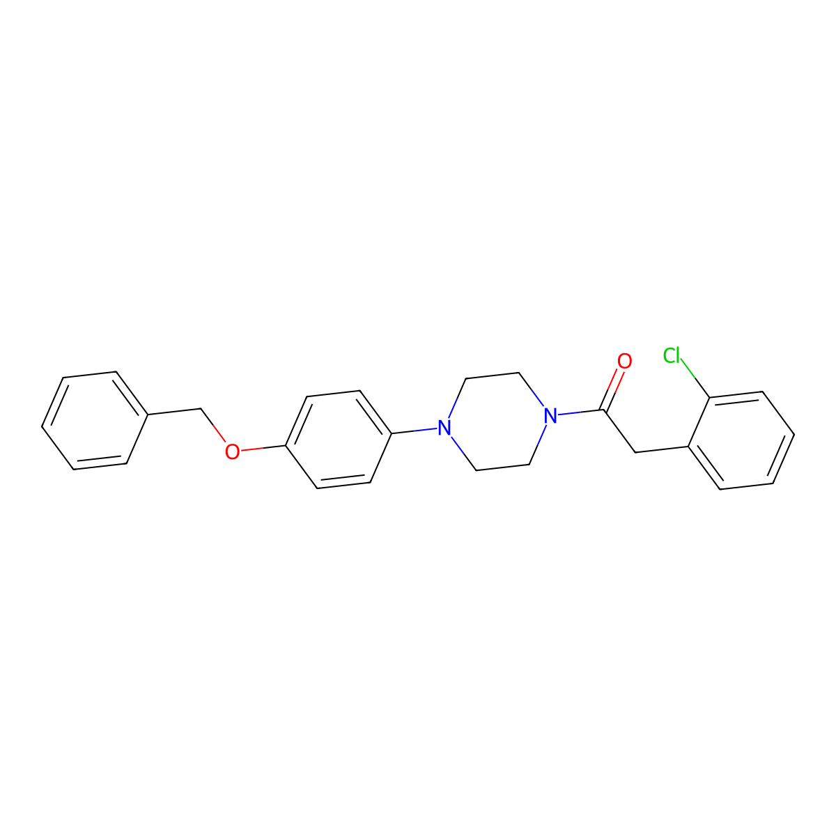 1-{4-[4-(Benzyloxy)phenyl]piperazin-1-yl}-2-(2-chlorophenyl)ethanone molecular structure, CAS 445030-06-8