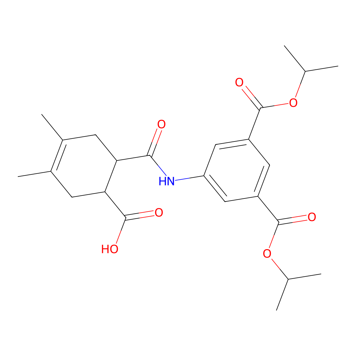 6-{[3,5-Bis(isopropoxycarbonyl)anilino]carbonyl}-3,4-dimethyl-3-cyclohexene-1-carboxylic acid molecular structure, CAS 445030-14-8