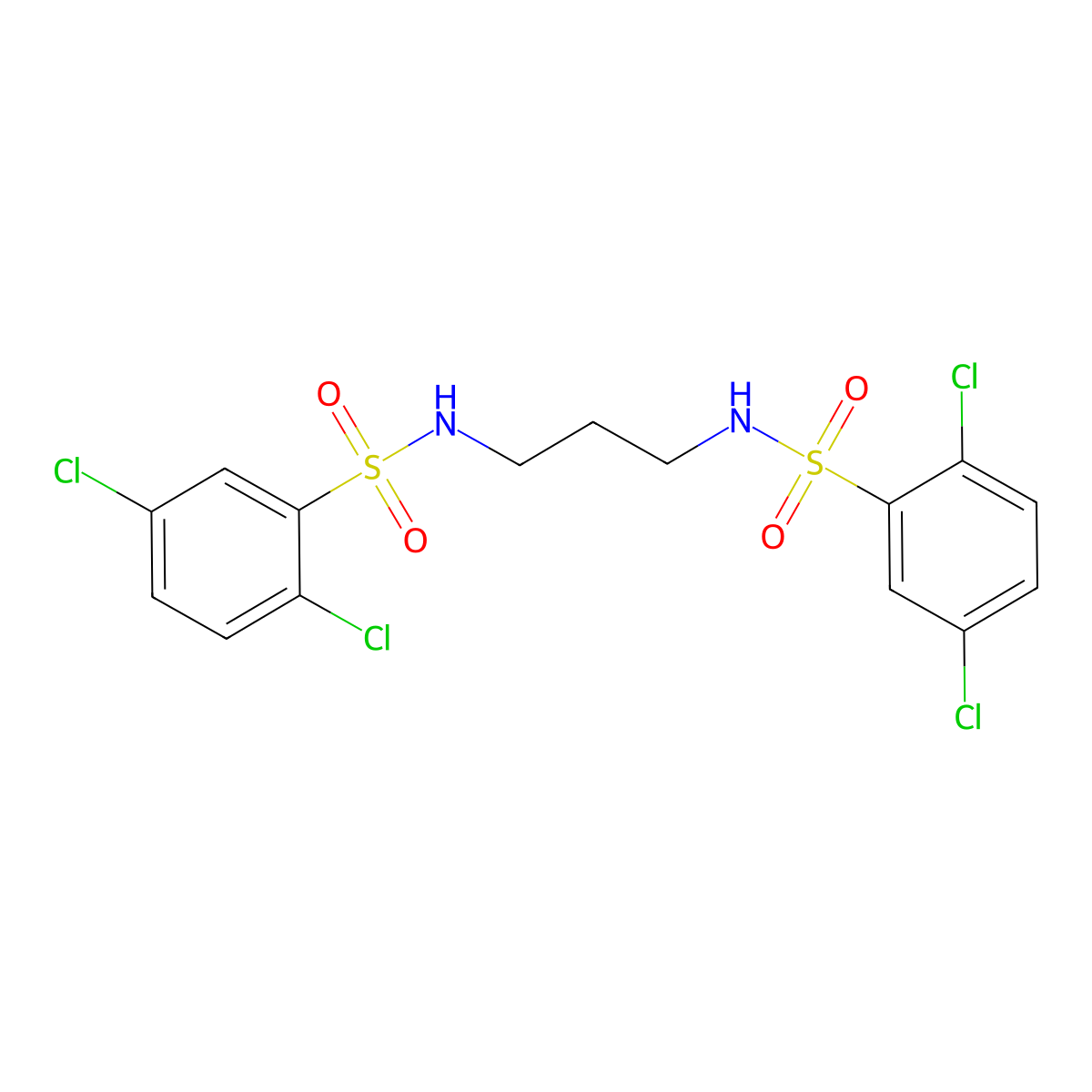 2,5-dichloro-N-[3-[(2,5-dichlorophenyl)sulfonylamino]propyl]benzenesulfonamide molecular structure, CAS 445030-48-8