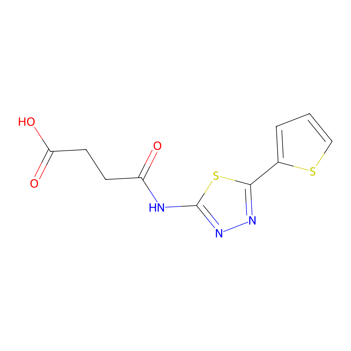 3-[N-(5-(2-thienyl)-1,3,4-thiadiazol-2-yl)carbamoyl]propanoic acid molecular structure, CAS 445030-68-2