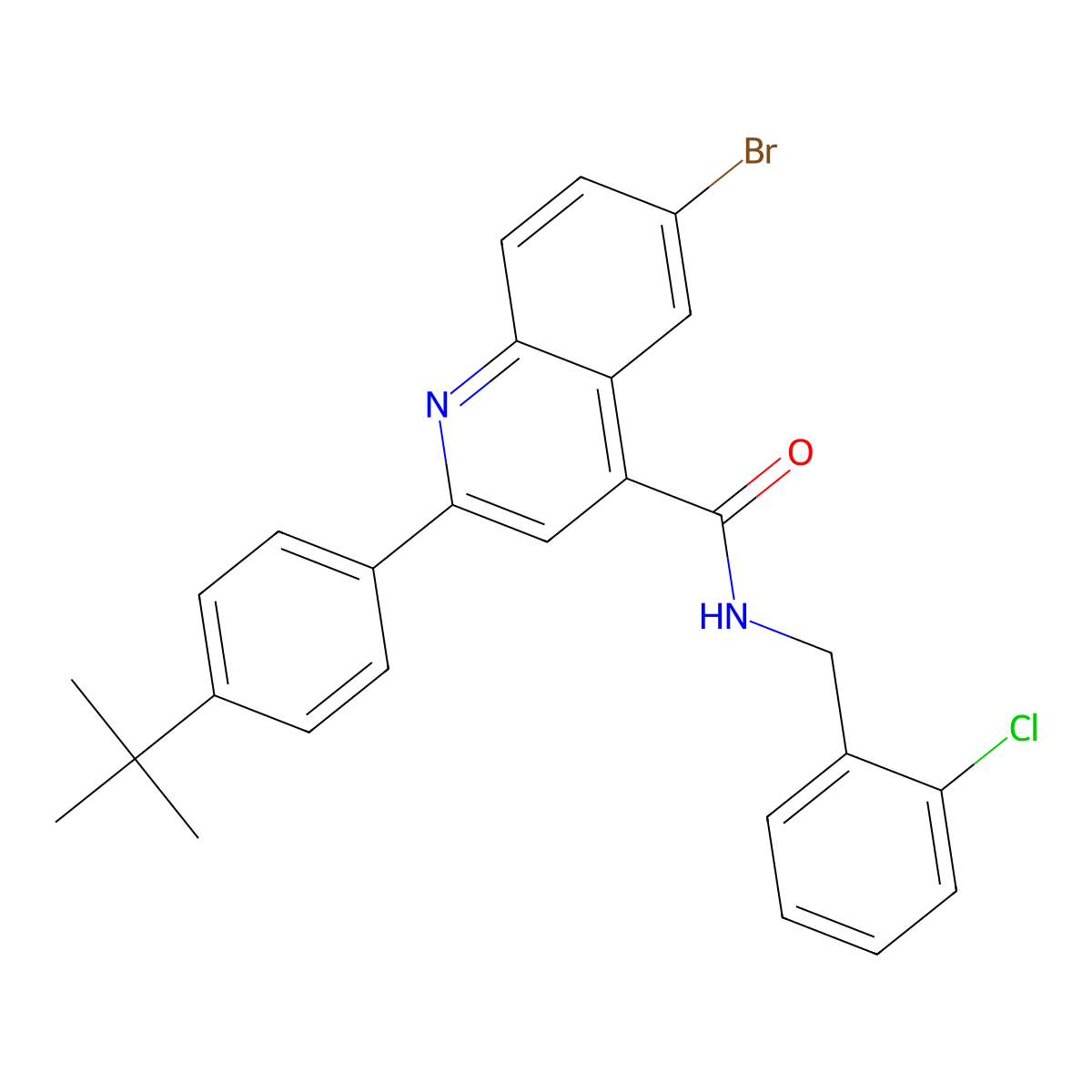 6-bromo-2-(4-tert-butylphenyl)-N-(2-chlorobenzyl)-4-quinolinecarboxamide molecular structure, CAS 445030-93-3
