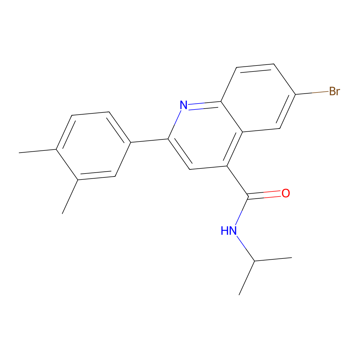 6-bromo-2-(3,4-dimethylphenyl)-N-propan-2-ylquinoline-4-carboxamide molecular structure, CAS 445031-01-6