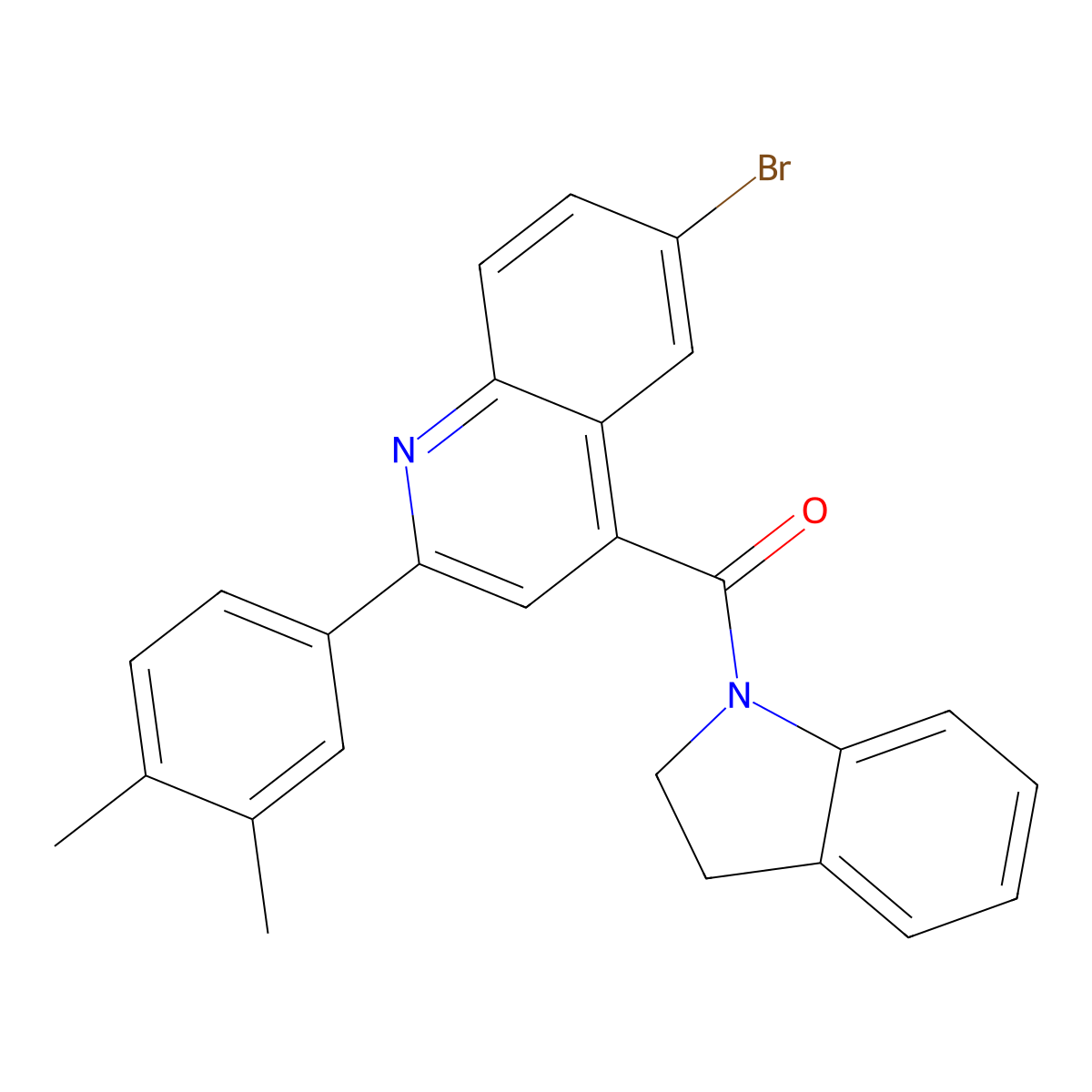[6-Bromo-2-(3,4-dimethylphenyl)quinolin-4-yl]-(2,3-dihydroindol-1-yl)methanone molecular structure, CAS 445031-15-2