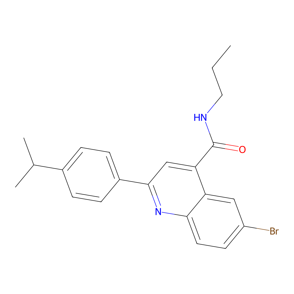 6-bromo-2-(4-isopropylphenyl)-N-propyl-4-quinolinecarboxamide molecular structure, CAS 445031-21-0