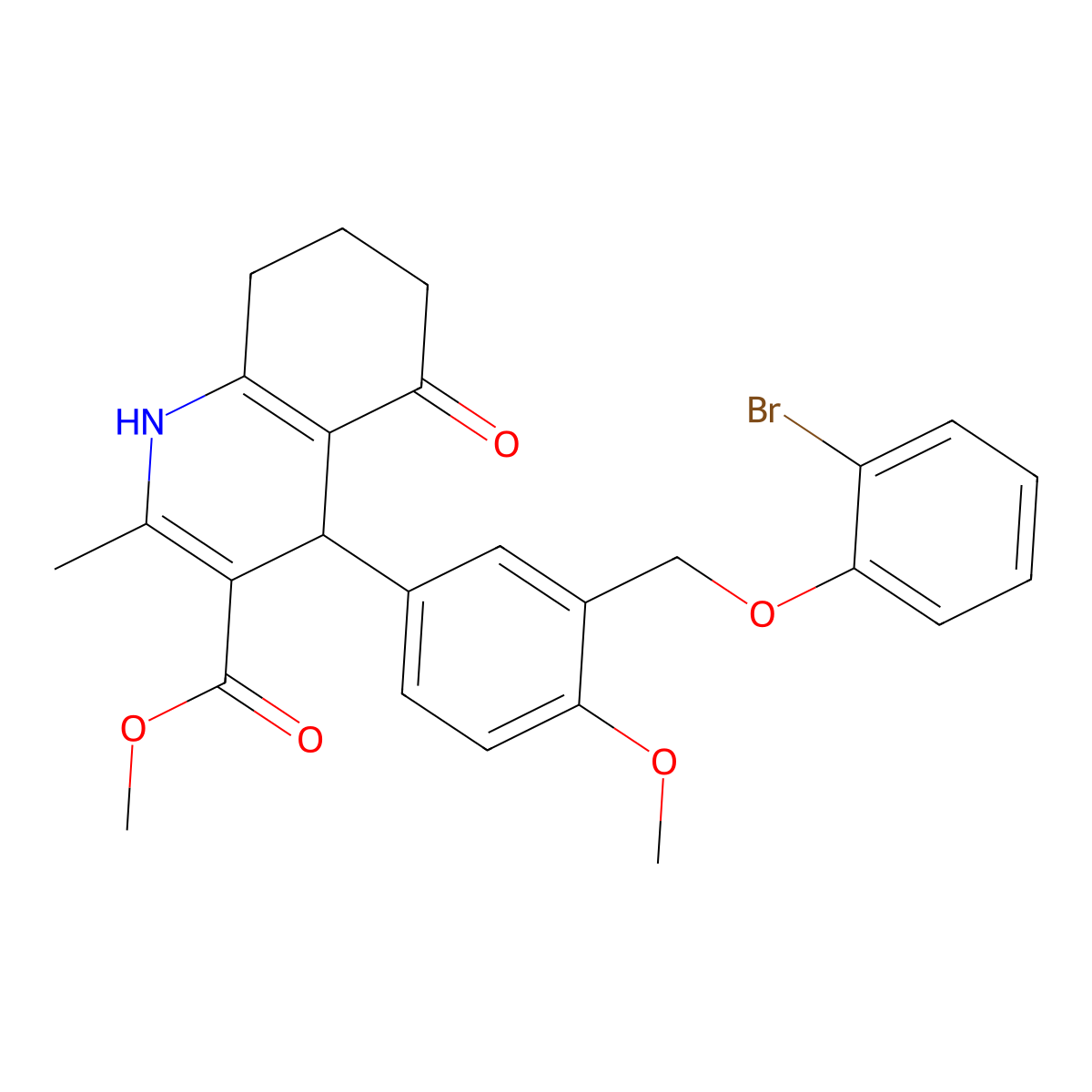 Methyl 4-{3-[(2-bromophenoxy)methyl]-4-methoxyphenyl}-2-methyl-5-oxo-1,4,5,6,7,8-hexahydro-3-quinolinecarboxylate molecular structure, CAS 445031-52-7