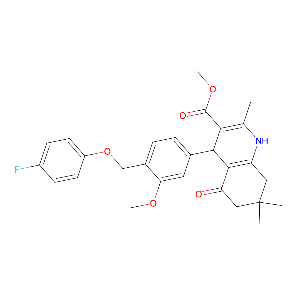 Methyl 4-{4-[(4-fluorophenoxy)methyl]-3-methoxyphenyl}-2,7,7-trimethyl-5-oxo-1,4,5,6,7,8-hexahydro-3-quinolinecarboxylate molecular structure, CAS 445031-71-0