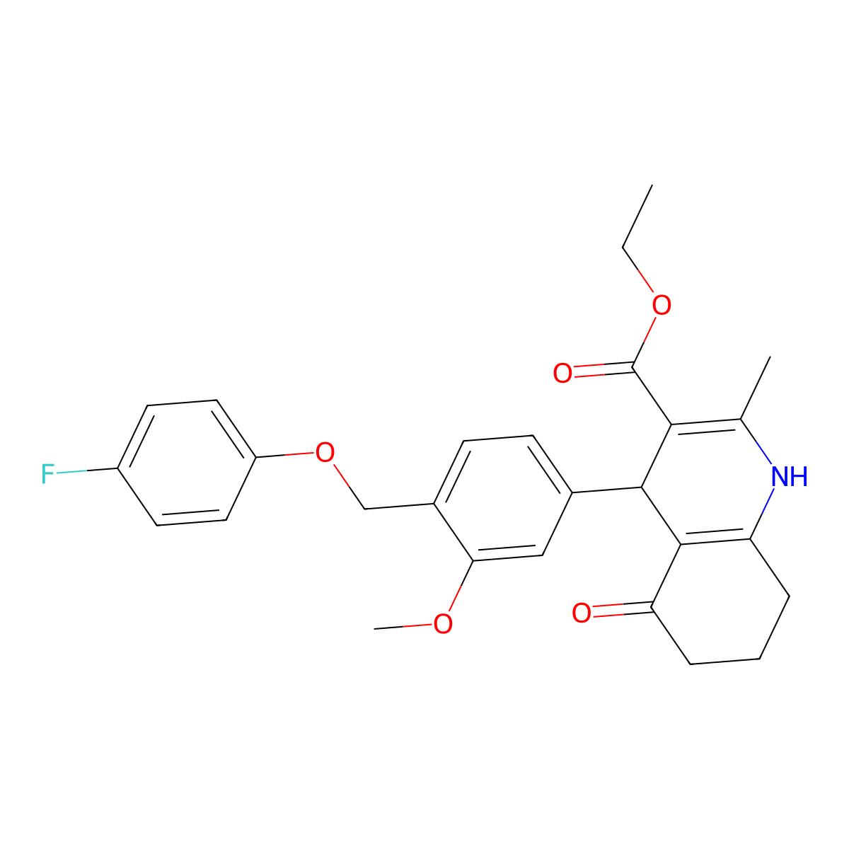 Ethyl 4-{4-[(4-fluorophenoxy)methyl]-3-methoxyphenyl}-2-methyl-5-oxo-1,4,5,6,7,8-hexahydro-3-quinolinecarboxylate molecular structure, CAS 445031-78-7