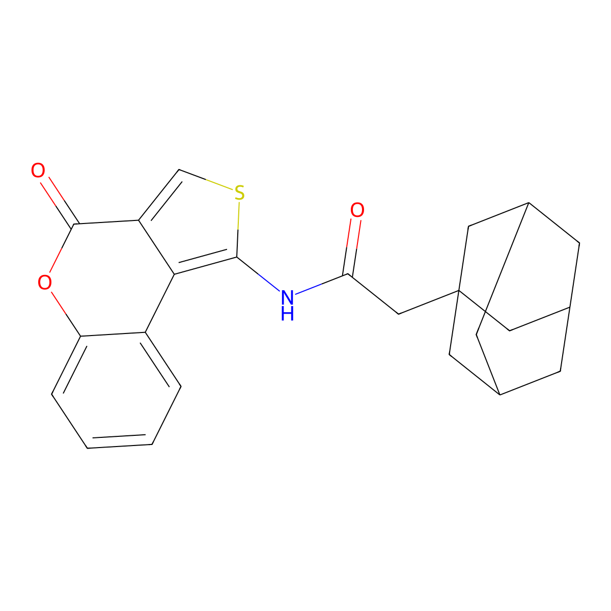 2-(1-adamantyl)-N-(4-oxothieno[3,4-c]chromen-1-yl)acetamide molecular structure, CAS 445032-30-4