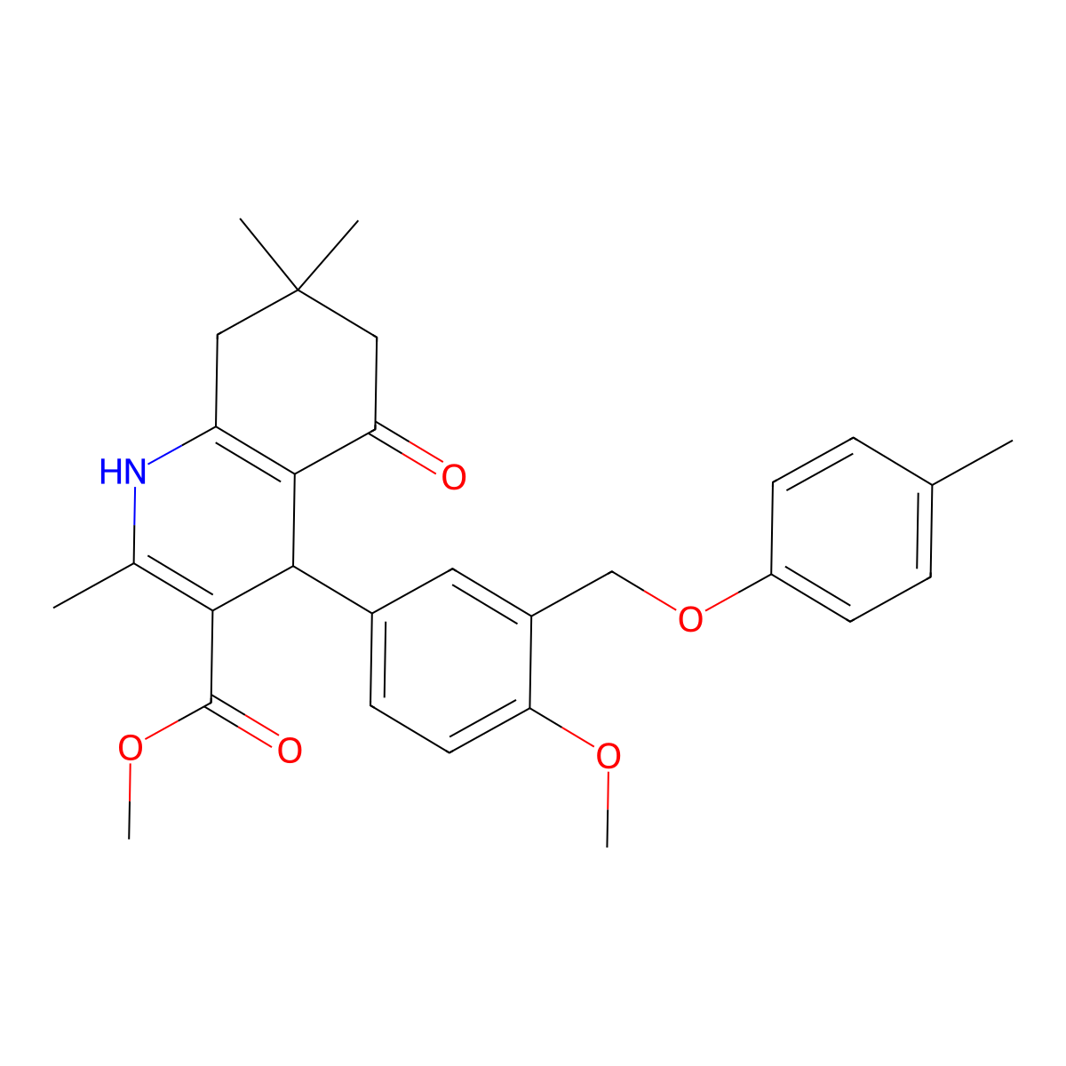 Methyl 4-{4-methoxy-3-[(4-methylphenoxy)methyl]phenyl}-2,7,7-trimethyl-5-oxo-1,4,5,6,7,8-hexahydro-3-quinolinecarboxylate molecular structure, CAS 445033-44-3