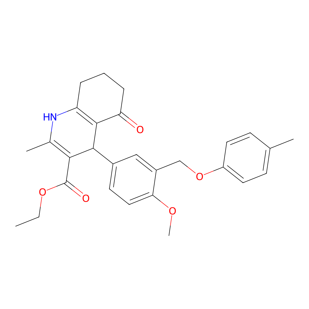 Ethyl 4-{4-methoxy-3-[(4-methylphenoxy)methyl]phenyl}-2-methyl-5-oxo-1,4,5,6,7,8-hexahydro-3-quinolinecarboxylate molecular structure, CAS 445033-49-8
