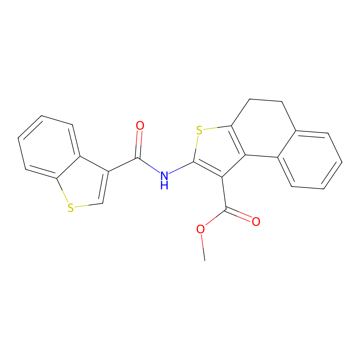 Methyl 2-(1-benzothiophene-3-carbonylamino)-4,5-dihydrobenzo[e][1]benzothiole-1-carboxylate molecular structure, CAS 445034-20-8