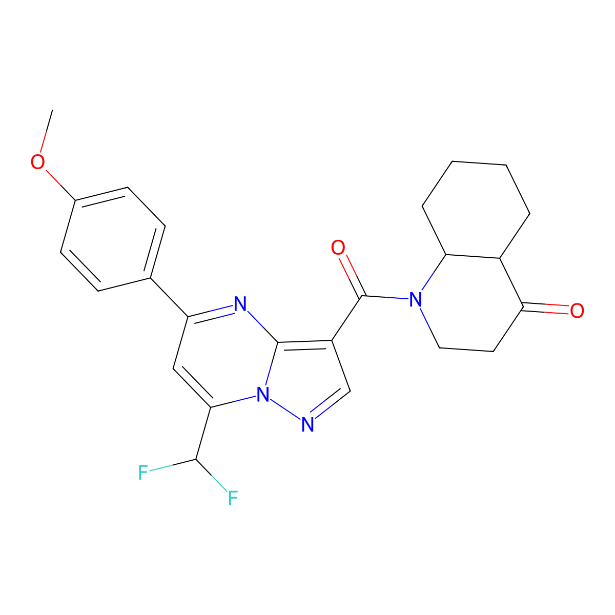 1-{[7-(difluoromethyl)-5-(4-methoxyphenyl)pyrazolo[1,5-a]pyrimidin-3-yl]carbonyl}octahydroquinolin-4(1H)-one molecular structure, CAS 445034-55-9