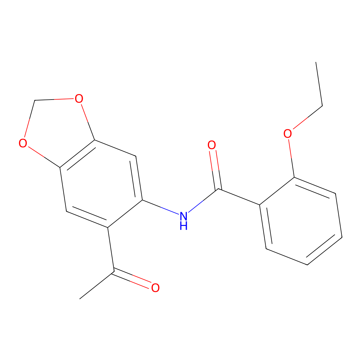 N-(6-acetyl-1,3-benzodioxol-5-yl)-2-ethoxybenzamide molecular structure, CAS 445034-86-6