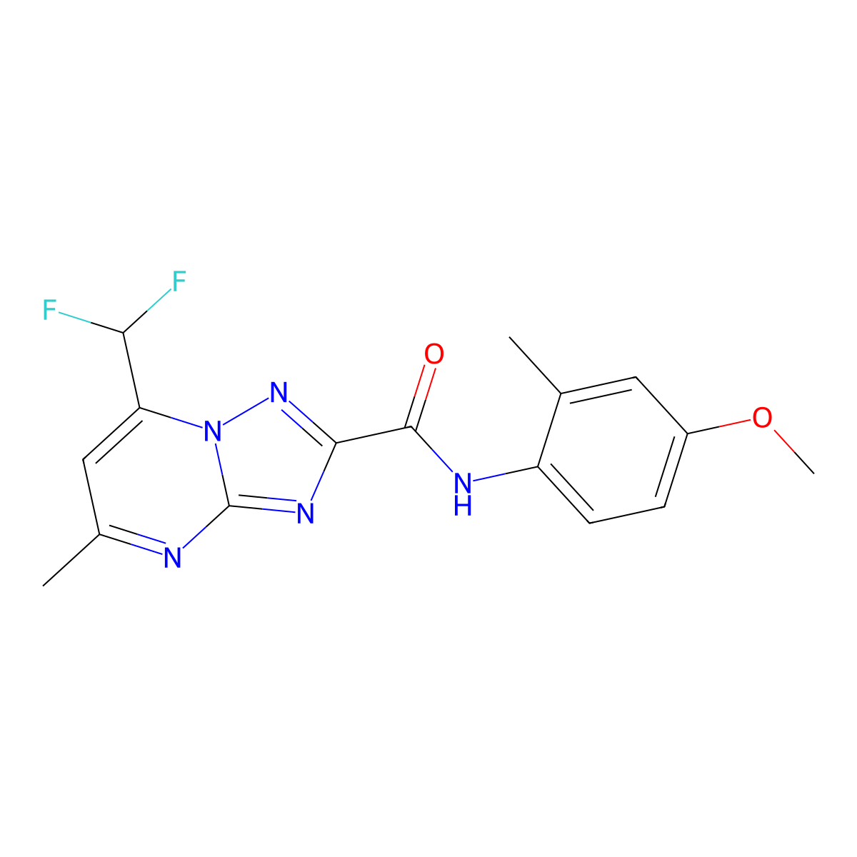 7-(difluoromethyl)-N-(4-methoxy-2-methylphenyl)-5-methyl-[1,2,4]triazolo[1,5-a]pyrimidine-2-carboxamide molecular structure, CAS 445034-90-2