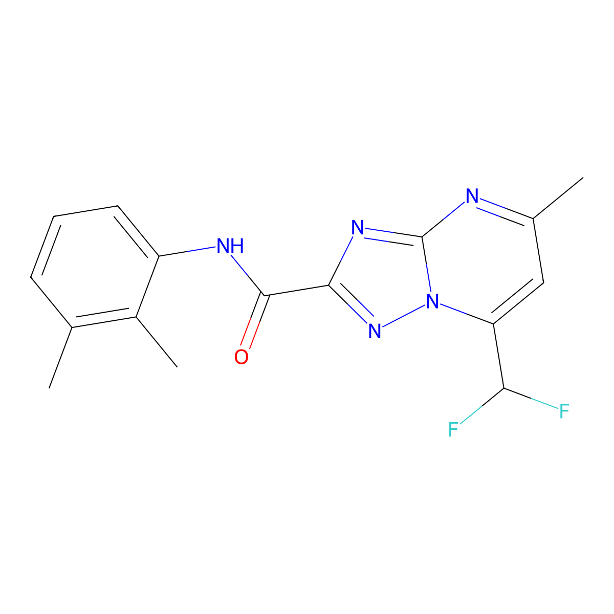 7-(difluoromethyl)-N-(2,3-dimethylphenyl)-5-methyl-[1,2,4]triazolo[1,5-a]pyrimidine-2-carboxamide molecular structure, CAS 445034-96-8