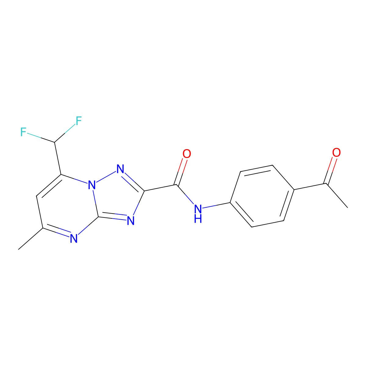 N-(4-acetylphenyl)-7-(difluoromethyl)-5-methyl-[1,2,4]triazolo[1,5-a]pyrimidine-2-carboxamide molecular structure, CAS 445035-09-6