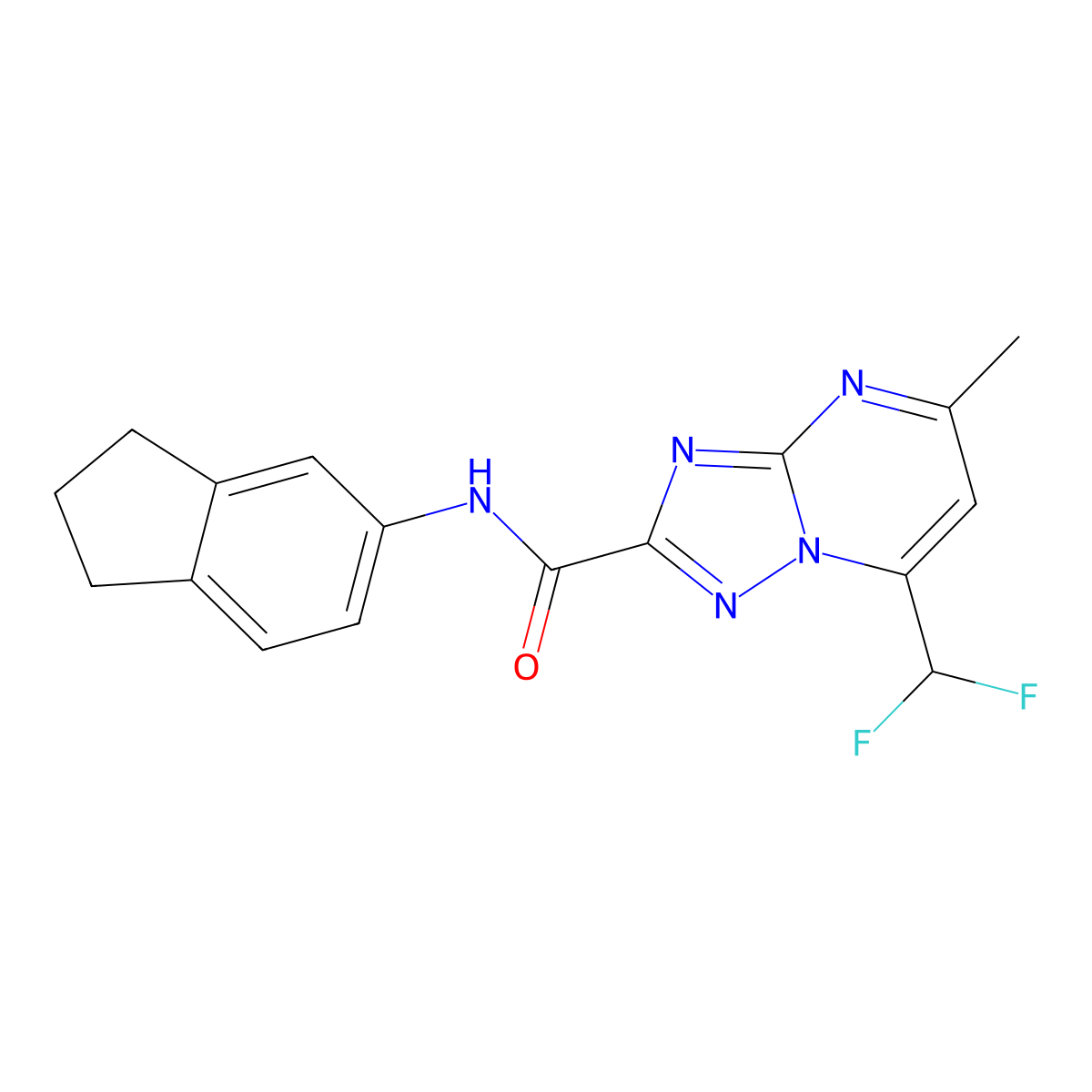 7-(difluoromethyl)-N-(2,3-dihydro-1H-inden-5-yl)-5-methyl[1,2,4]triazolo[1,5-a]pyrimidine-2-carboxamide molecular structure, CAS 445035-39-2