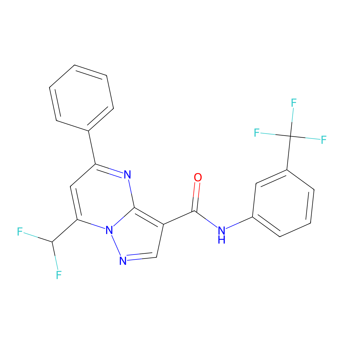7-(difluoromethyl)-5-phenyl-N-[3-(trifluoromethyl)phenyl]pyrazolo[1,5-a]pyrimidine-3-carboxamide molecular structure, CAS 445035-99-4