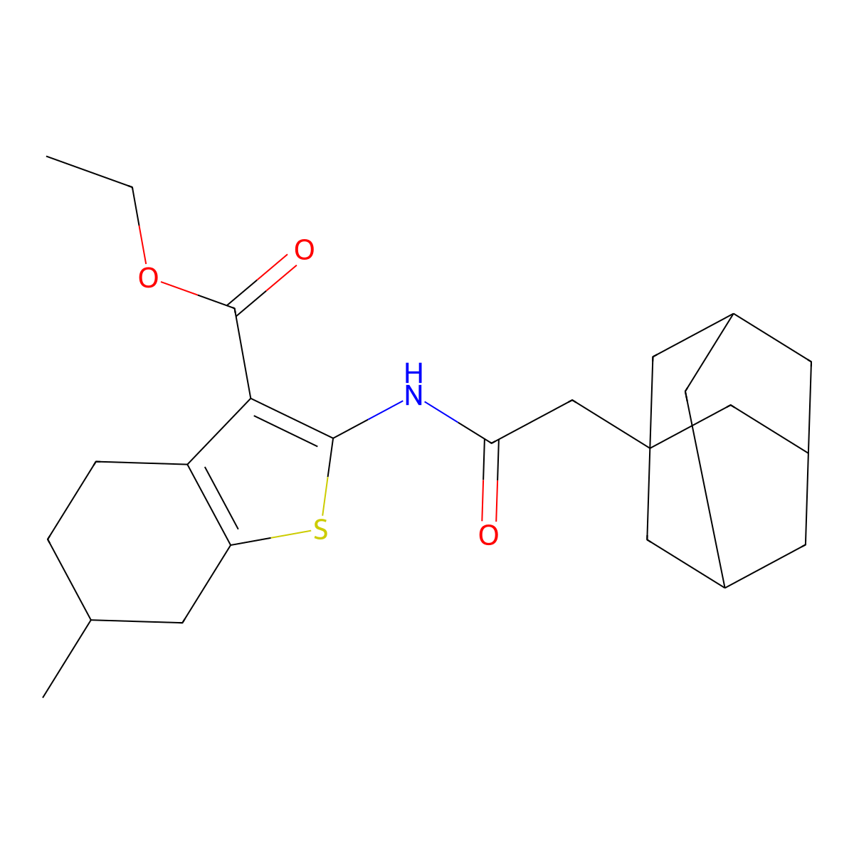 Ethyl 2-[(1-adamantylacetyl)amino]-6-methyl-4,5,6,7-tetrahydro-1-benzothiophene-3-carboxylate molecular structure, CAS 445036-10-2