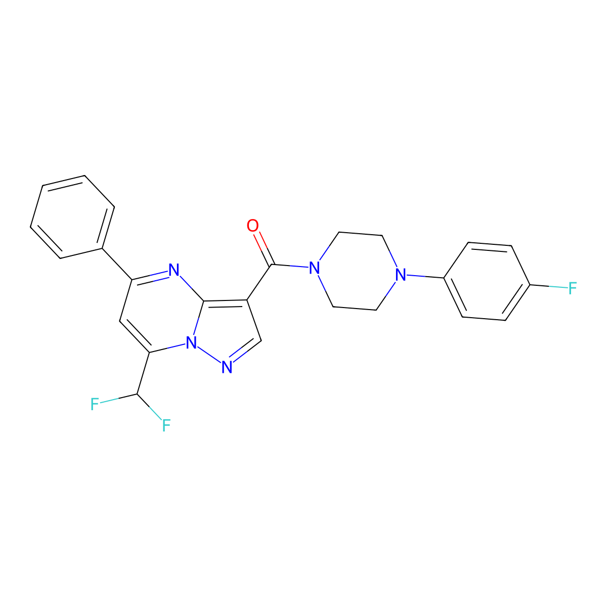 [7-(Difluoromethyl)-5-phenylpyrazolo[1,5-a]pyrimidin-3-yl]-[4-(4-fluorophenyl)piperazin-1-yl]methanone molecular structure, CAS 445036-28-2