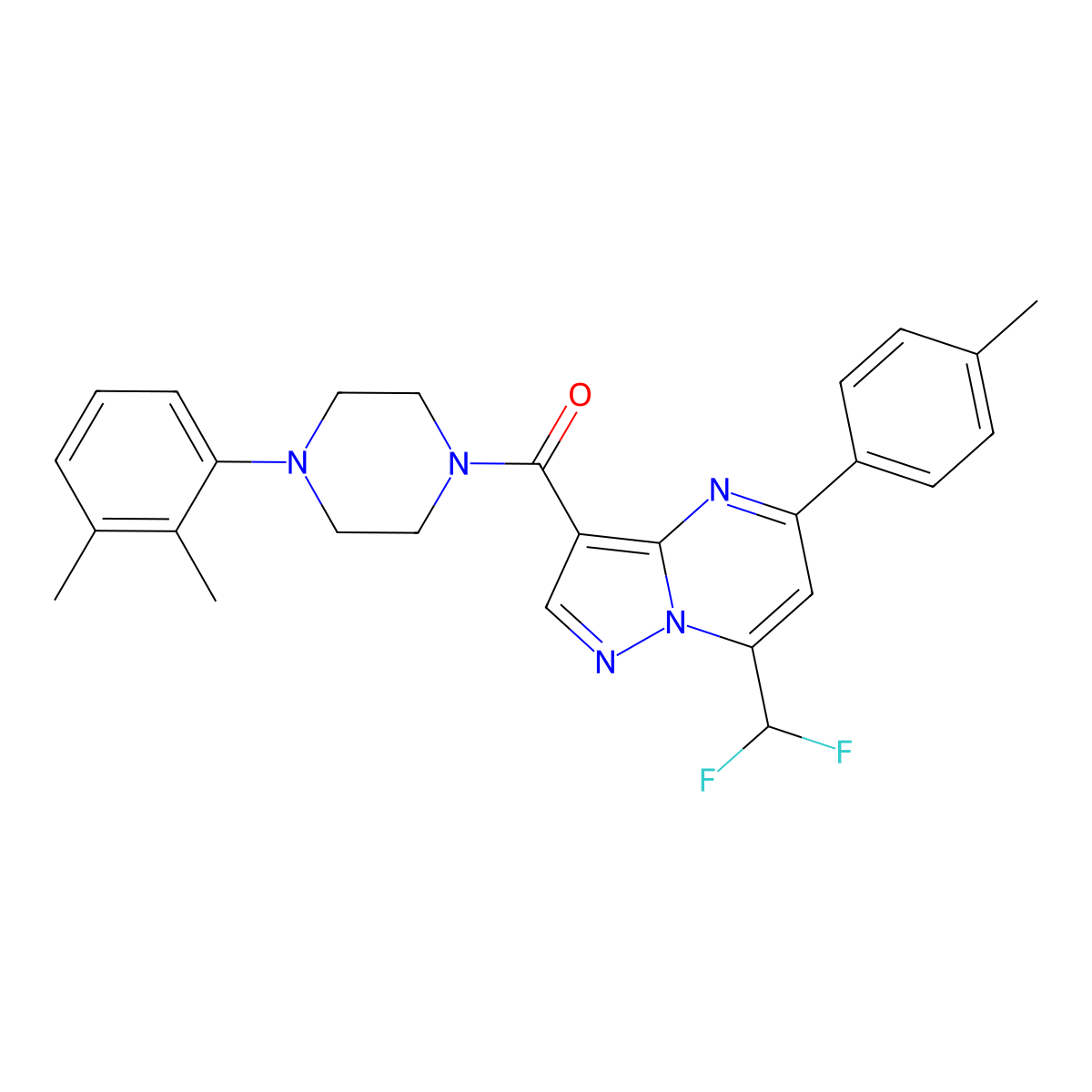 7-(Difluoromethyl)-3-{[4-(2,3-dimethylphenyl)-1-piperazinyl]carbonyl}-5-(4-methylphenyl)pyrazolo[1,5-a]pyrimidine molecular structure, CAS 445037-12-7