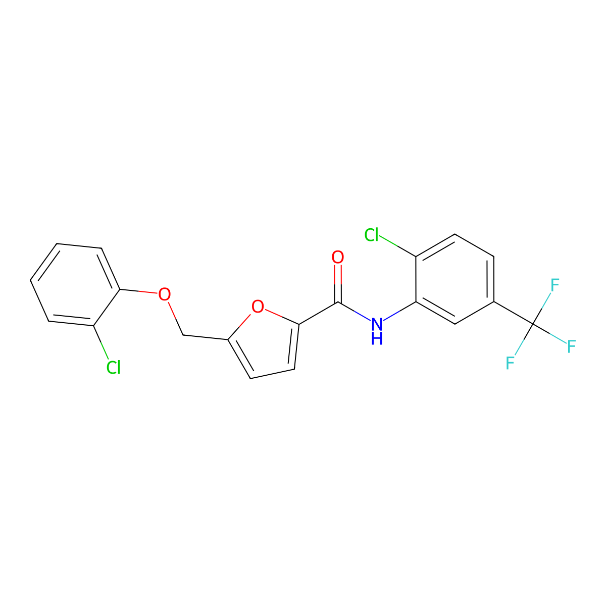 5-[(2-chlorophenoxy)methyl]-N-[2-chloro-5-(trifluoromethyl)phenyl]furan-2-carboxamide molecular structure, CAS 445037-77-4