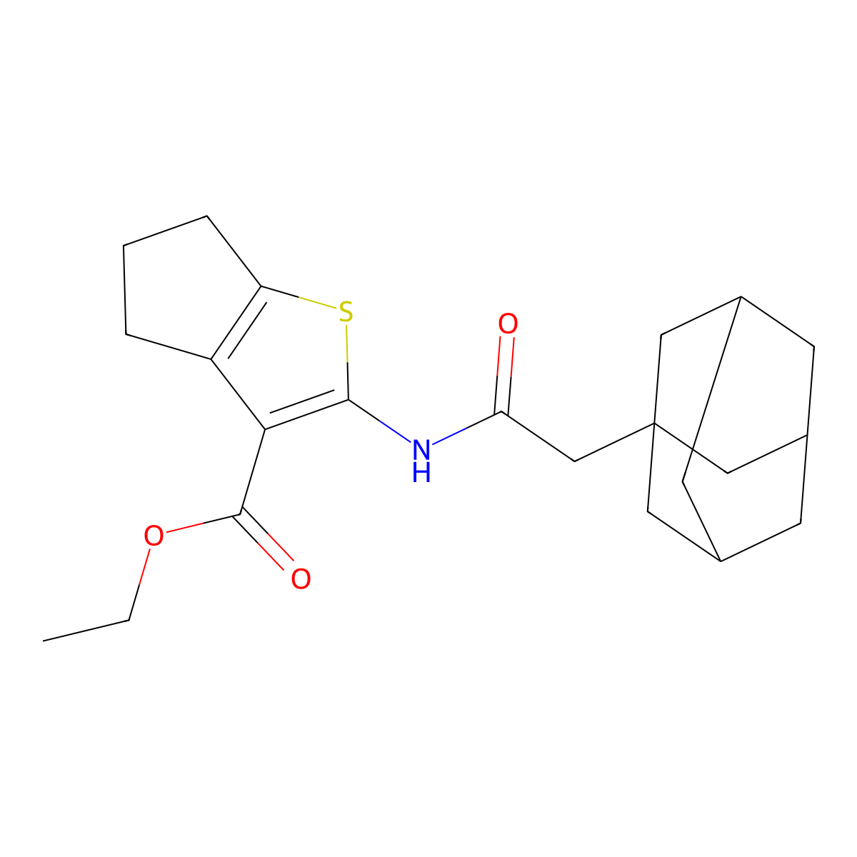 ethyl 2-[(1-adamantylacetyl)amino]-5,6-dihydro-4H-cyclopenta[b]thiophene-3-carboxylate molecular structure, CAS 445037-86-5