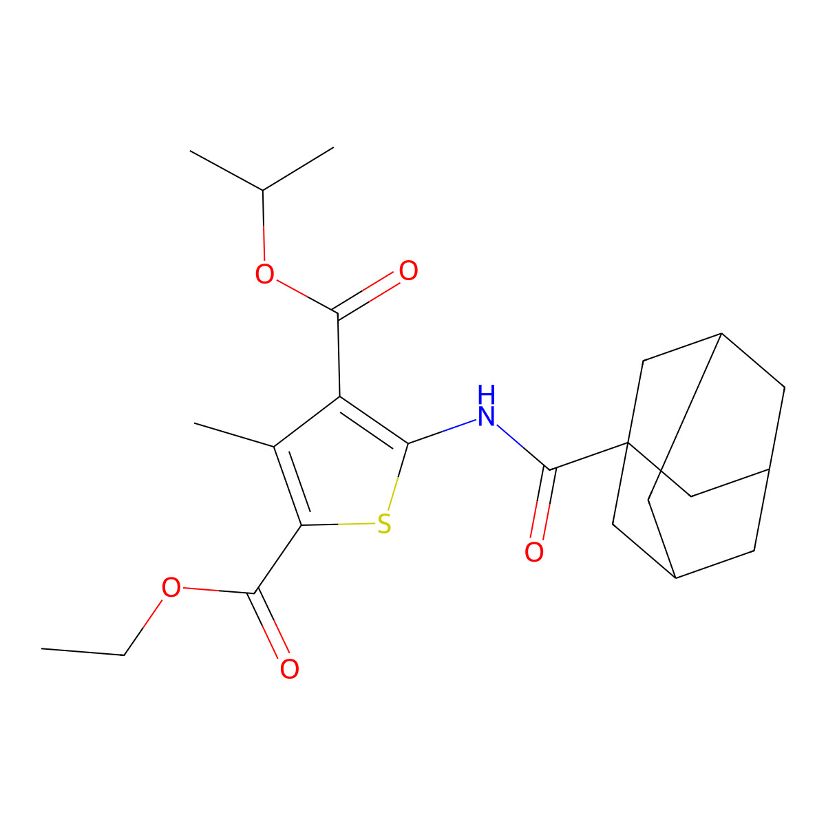 2-Ethyl 4-isopropyl 5-[(1-adamantylcarbonyl)amino]-3-methyl-2,4-thiophenedicarboxylate molecular structure, CAS 445037-98-9