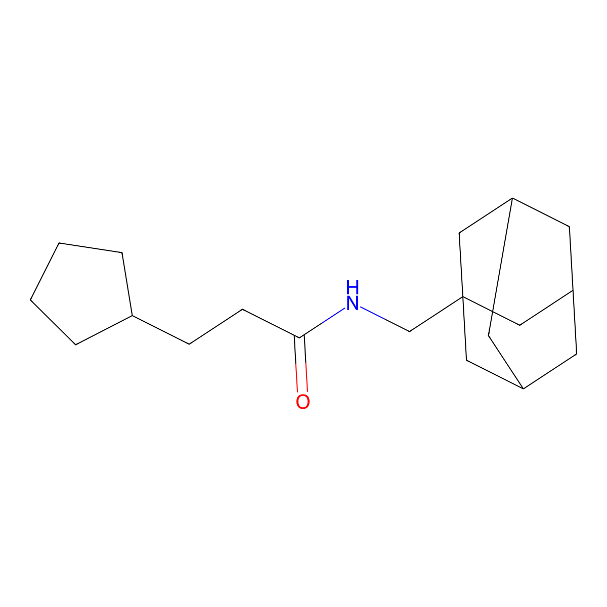 N-(1-adamantylmethyl)-3-cyclopentylpropanamide molecular structure, CAS 445038-04-0
