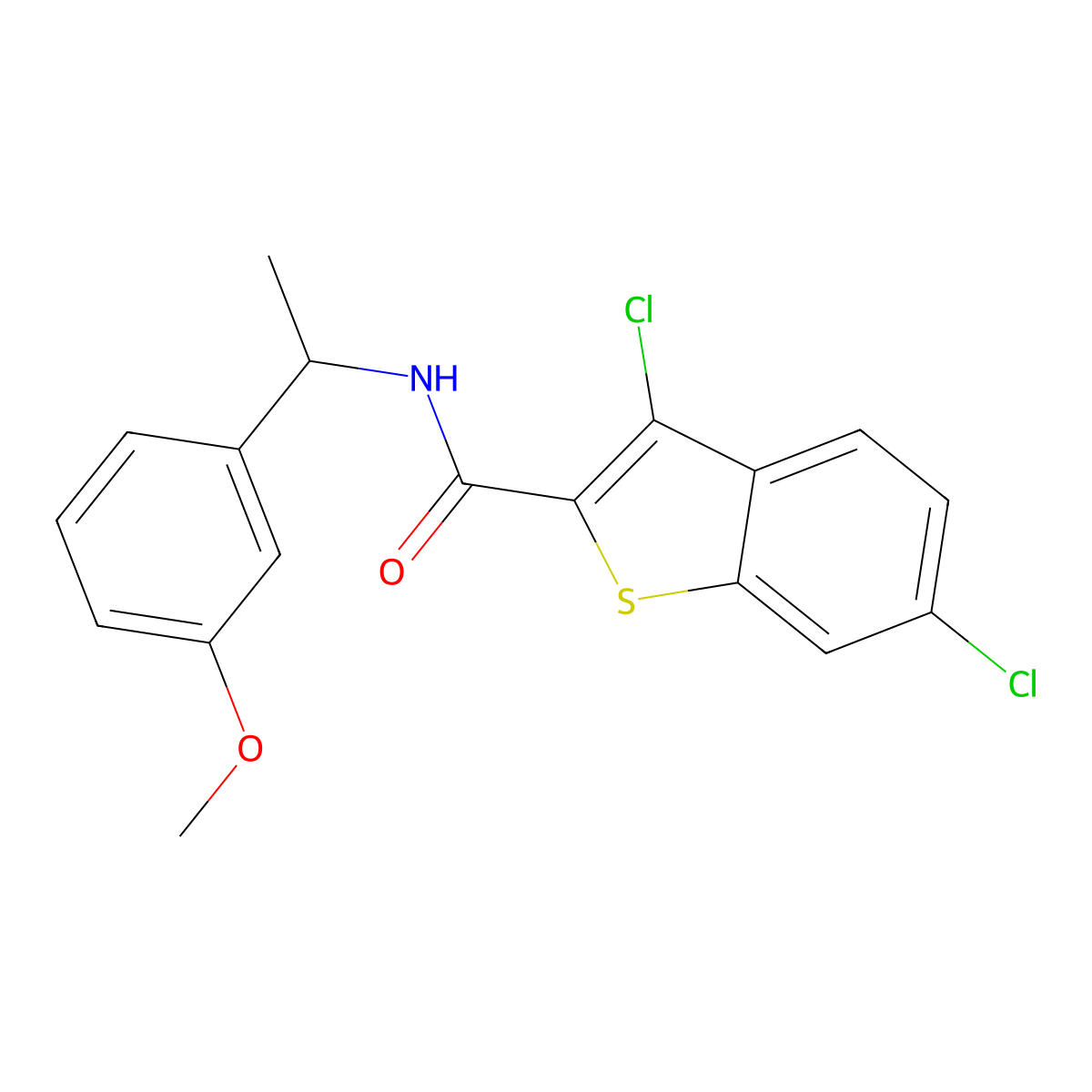 3,6-dichloro-N-[1-(3-methoxyphenyl)ethyl]-1-benzothiophene-2-carboxamide molecular structure, CAS 445039-06-5