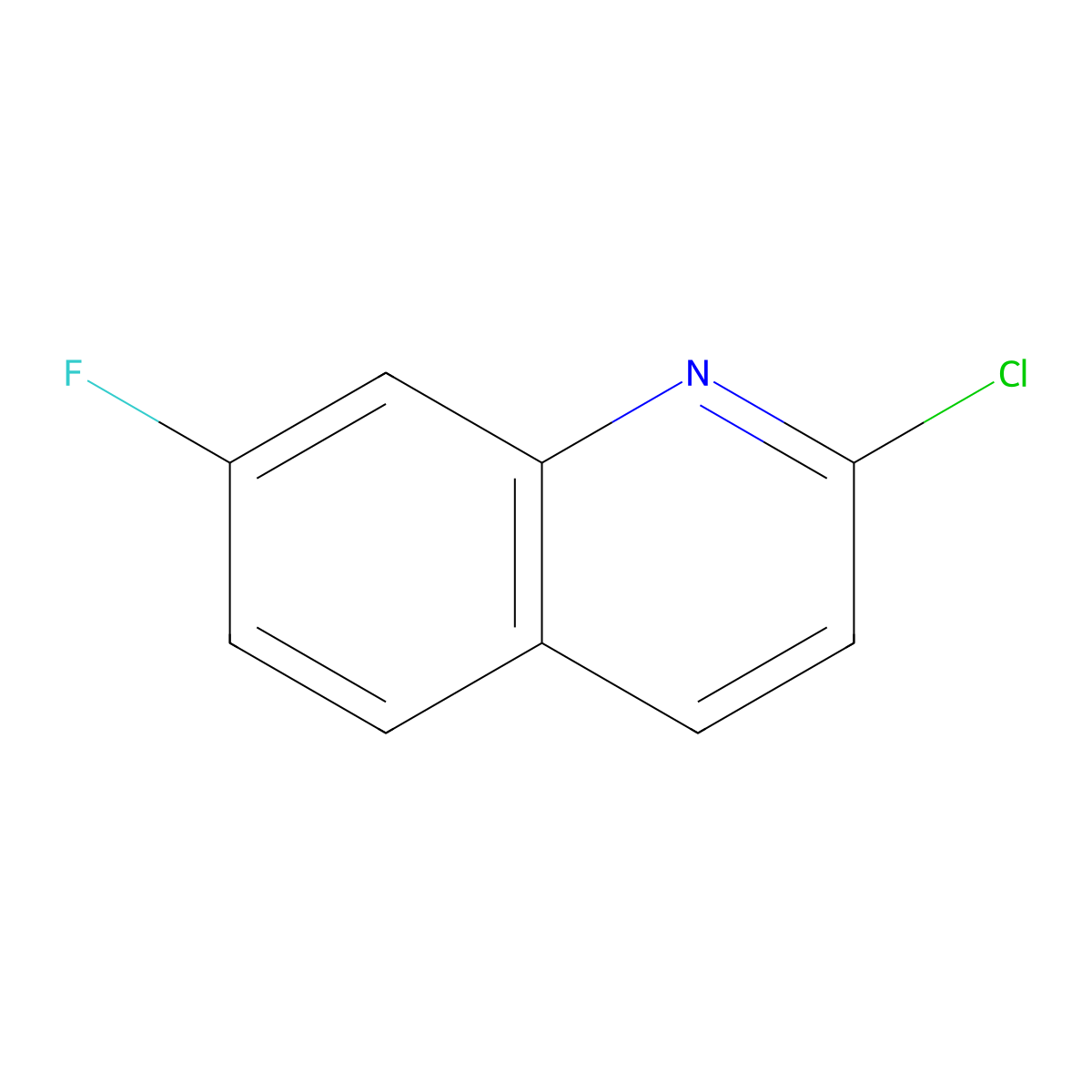 2-Chloro-7-fluoroquinoline molecular structure, CAS 445041-65-6