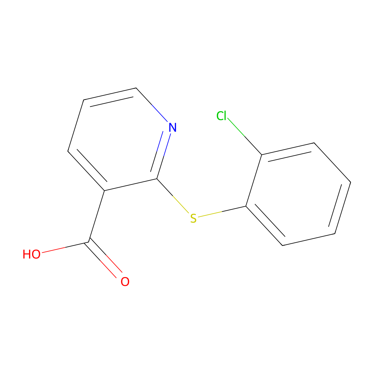 2-[(2-Chlorophenyl)sulfanyl]pyridine-3-carboxylic acid molecular structure, CAS 445218-64-4