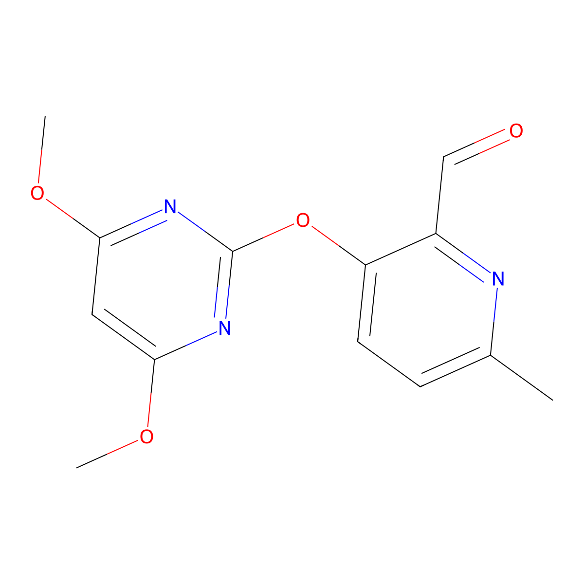 3-[(4,6-Dimethoxy-2-pyrimidinyl)oxy]-6-methyl-2-pyridinecarbaldehyde molecular structure, CAS 445218-91-7