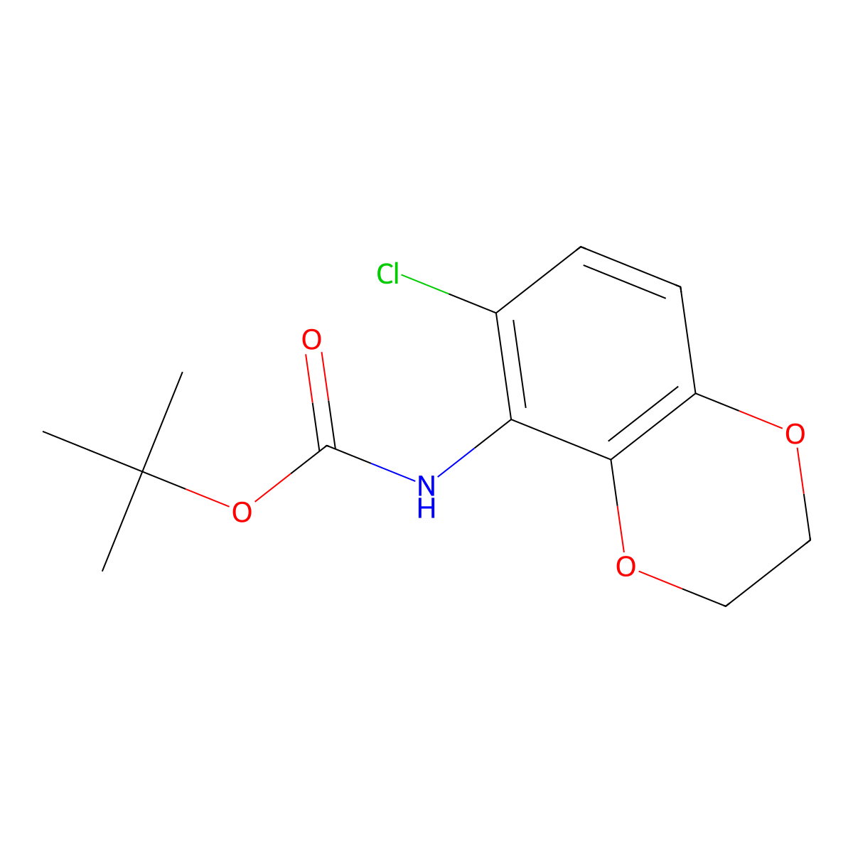 Carbamic acid, (6-chloro-2,3-dihydro-1,4-benzodioxin-5-yl)-, 1,1-dimethylethyl ester (9CI) molecular structure, CAS 445219-92-1