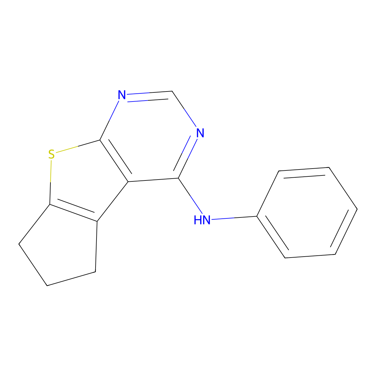 (2,3-Dihydro-1H-8-thia-5,7-diaza-cyclopenta[a]inden-4-yl)-phenyl-amine molecular structure, CAS 445220-55-3