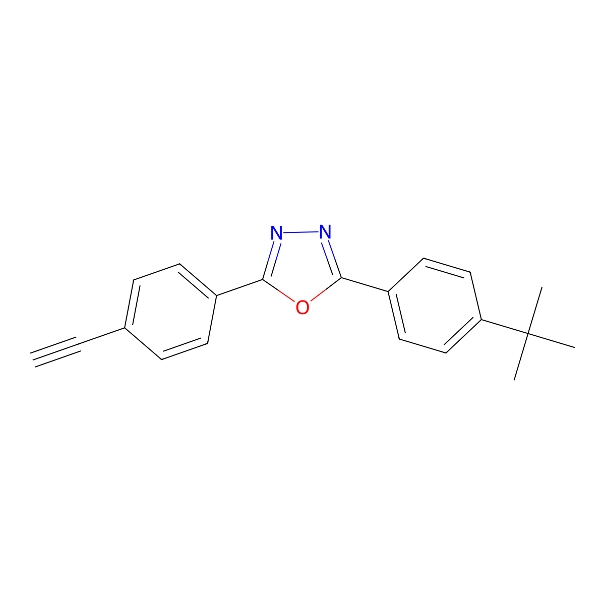 2-(4-tert-Butylphenyl)-5-(4-ethynylphenyl)-1,3,4-oxadiazole molecular structure, CAS 445220-81-5
