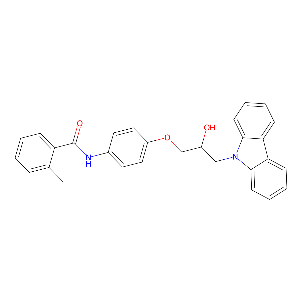 N-[4-(3-carbazol-9-yl-2-hydroxypropoxy)phenyl]-2-methylbenzamide molecular structure, CAS 445220-92-8