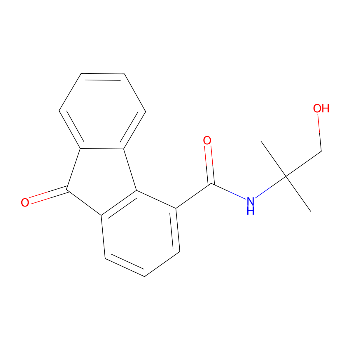 N-(1-hydroxy-2-methylpropan-2-yl)-9-oxofluorene-4-carboxamide molecular structure, CAS 445220-94-0