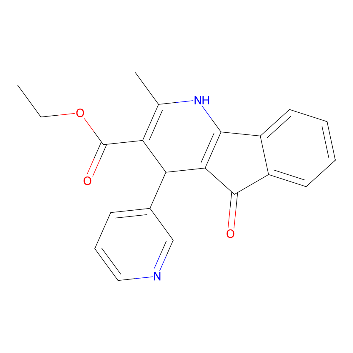 ethyl 2-methyl-5-oxo-4-(pyridin-3-yl)-4,5-dihydro-1H-indeno[1,2-b]pyridine-3-carboxylate molecular structure, CAS 445221-52-3