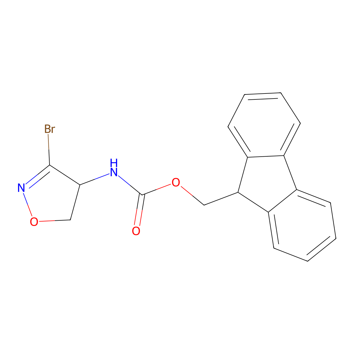 9H-fluoren-9-ylmethyl 3-bromo-4,5-dihydro-4-isoxazolylcarbamate molecular structure, CAS 445221-92-1