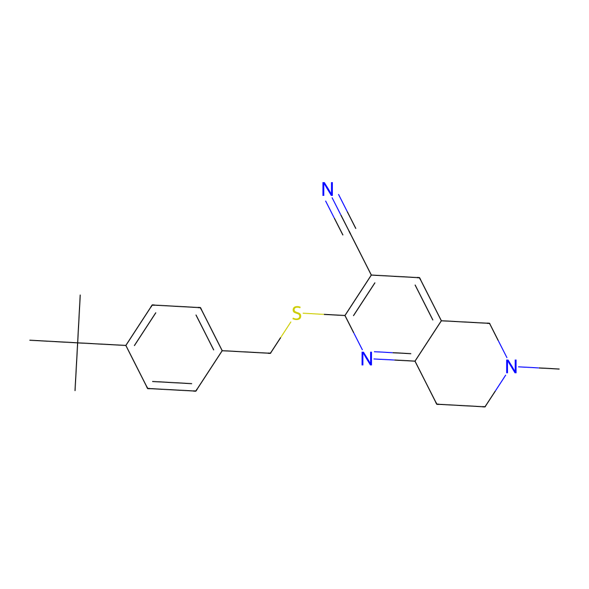2-[(4-tert-butylphenyl)methylsulfanyl]-6-methyl-7,8-dihydro-5H-1,6-naphthyridine-3-carbonitrile molecular structure, CAS 445222-20-8